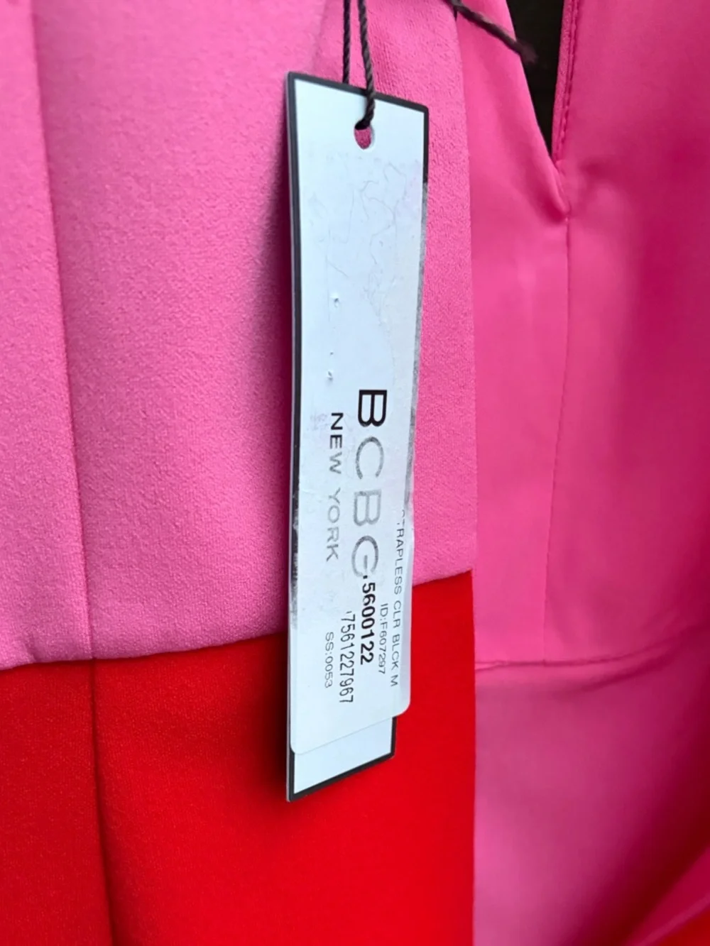 🆕🌸💖BCBG New York Colorblock Pink Red Bodycon Dress Size S Mini Party Dress NWT - Picture 14 of 15